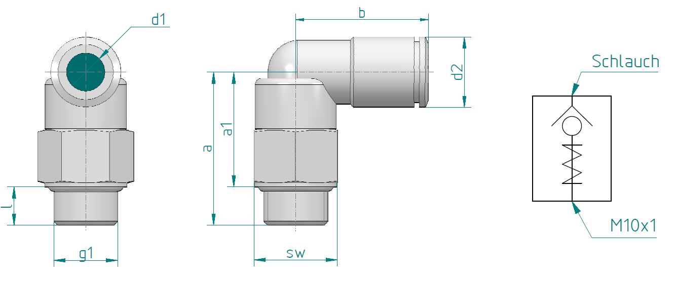 Schlauchanschlussstücke, mit Rückschlagventil - 8 mm