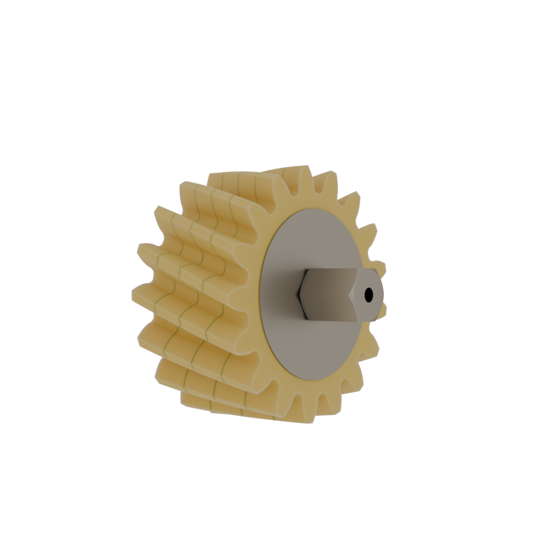PU-Schmierzahnrad RH mit Achse, gewinkelt