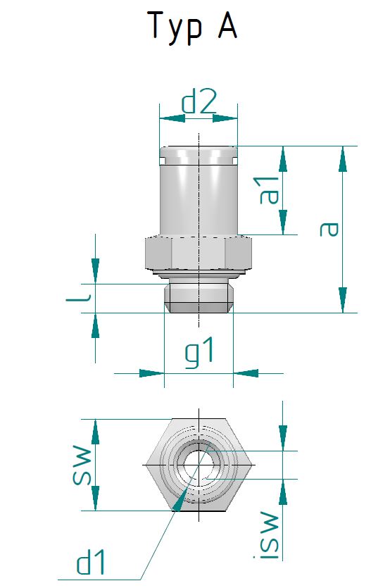 Tube connectors stainless steel type A G1/4: d1=8