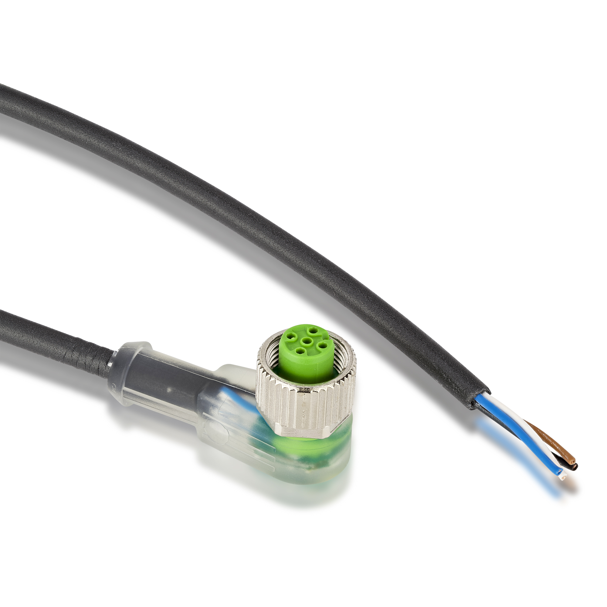 Cable M12x1; angled plug with LED