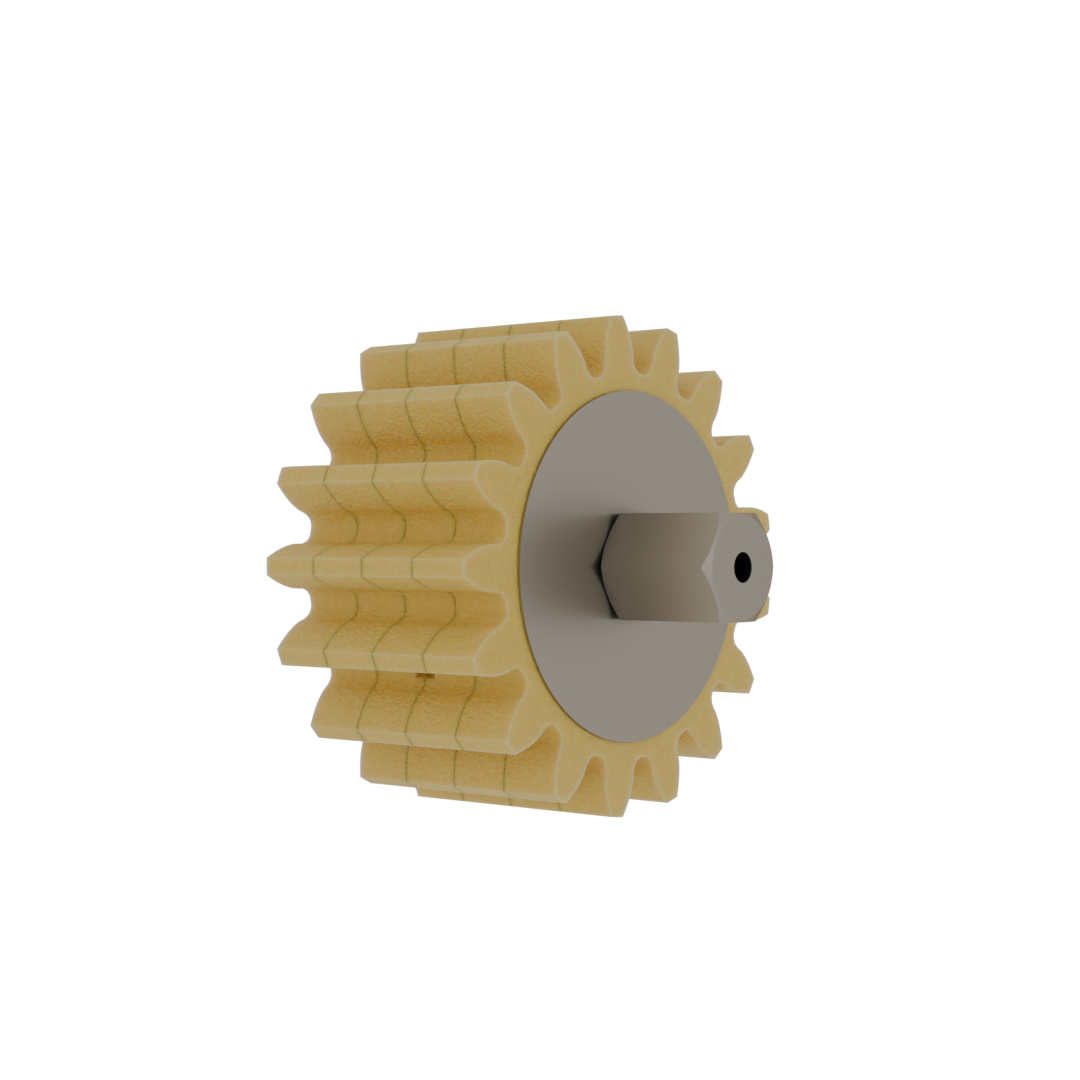 PU-Schmierzahnrad mit Achse, gewinkelt